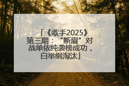 《歌手2025》第三期：“断眉”对战单依纯袭榜成功，白举纲淘汰