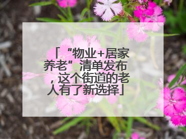 “物业+居家养老”清单发布，这个街道的老人有了新选择