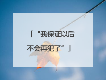 “我保证以后不会再犯了”