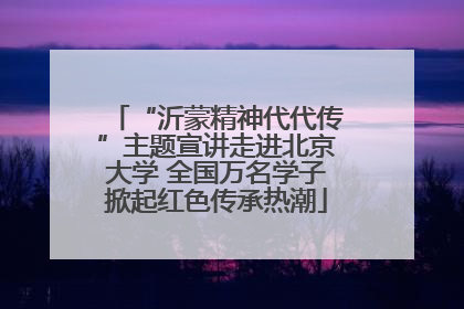 “沂蒙精神代代传”主题宣讲走进北京大学 全国万名学子掀起红色传承热潮