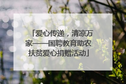 爱心传递，清凉万家——国聘教育助农扶贫爱心捐赠活动