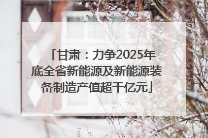 甘肃：力争2025年底全省新能源及新能源装备制造产值超千亿元