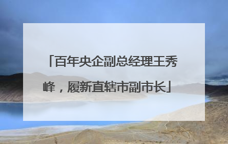 百年央企副总经理王秀峰，履新直辖市副市长