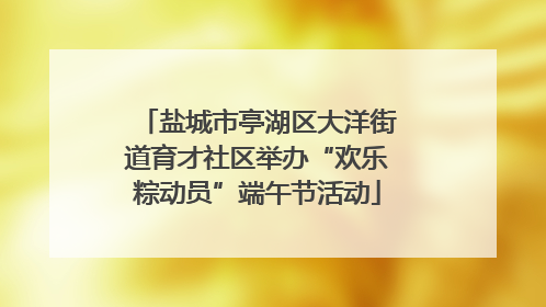 盐城市亭湖区大洋街道育才社区举办“欢乐粽动员”端午节活动