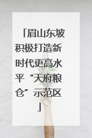 眉山东坡积极打造新时代更高水平“天府粮仓”示范区