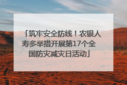 筑牢安全防线！农银人寿多举措开展第17个全国防灾减灾日活动
