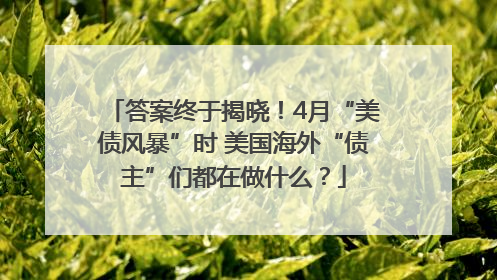答案终于揭晓！4月“美债风暴”时 美国海外“债主”们都在做什么？
