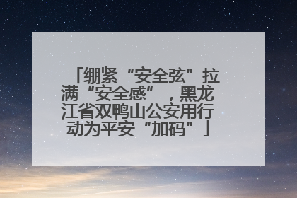 绷紧“安全弦”拉满“安全感”，黑龙江省双鸭山公安用行动为平安“加码”