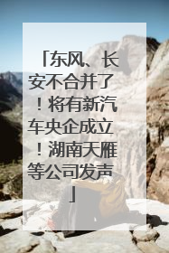 东风、长安不合并了！将有新汽车央企成立！湖南天雁等公司发声