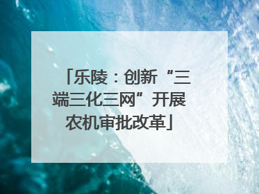 乐陵：创新“三端三化三网”开展农机审批改革