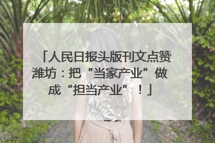 人民日报头版刊文点赞潍坊：把“当家产业”做成“担当产业”！