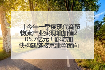 今年一季度现代商贸物流产业实现增加值205.7亿元！廊坊加快构建链接京津冀面向全世界的物流通道