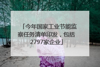 今年国家工业节能监察任务清单印发，包括2797家企业