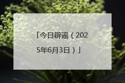 今日辟谣（2025年6月3日）
