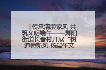 传承清廉家风 共筑文明端午——舞阳街道长春村开展“树道德新风 扬端午文化”主题活动