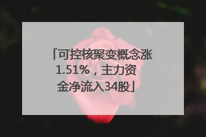 可控核聚变概念涨1.51%，主力资金净流入34股