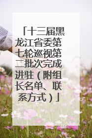 十三届黑龙江省委第七轮巡视第二批次完成进驻（附组长名单、联系方式）