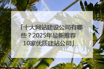 十大网站建设公司有哪些？2025年最新推荐10家优质建站公司