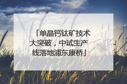 单晶钙钛矿技术大突破，中试生产线落地浦东康桥