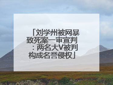 刘学州被网暴致死案一审宣判：两名大V被判构成名誉侵权