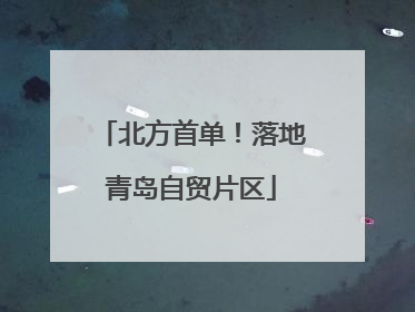 北方首单！落地青岛自贸片区