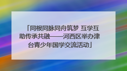 同根同脉同舟筑梦 互学互助传承共融——河西区举办津台青少年国学交流活动