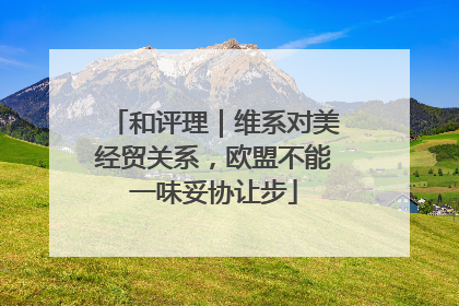 和评理｜维系对美经贸关系，欧盟不能一味妥协让步