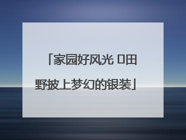 家园好风光 ⎮田野披上梦幻的银装
