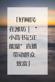 好网民·在潍坊｜“小高书记正能量”直播 带动群众致富