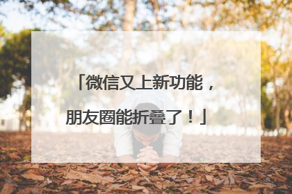 微信又上新功能，朋友圈能折叠了！