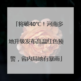 将破40℃！河南多地升级发布高温红色预警，省内局地有暴雨