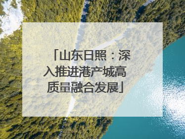 山东日照：深入推进港产城高质量融合发展