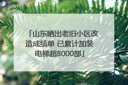 山东晒出老旧小区改造成绩单 已累计加装电梯超8000部