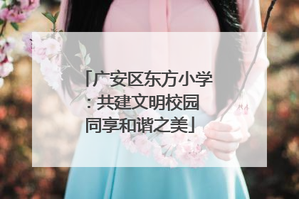 广安区东方小学：共建文明校园 同享和谐之美