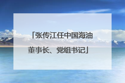 张传江任中国海油董事长、党组书记