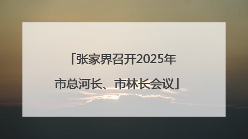 张家界召开2025年市总河长、市林长会议