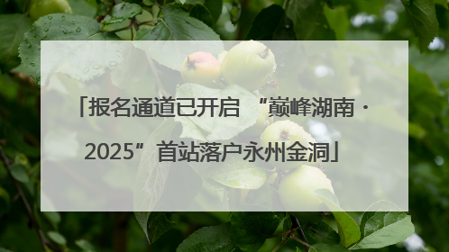 报名通道已开启 “巅峰湖南・2025”首站落户永州金洞