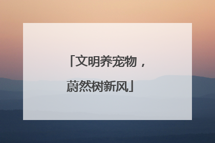 文明养宠物，蔚然树新风