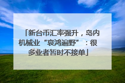 新台币汇率强升，岛内机械业“哀鸿遍野”：很多业者暂时不接单