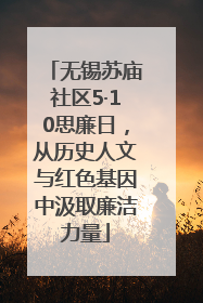 无锡苏庙社区5·10思廉日，从历史人文与红色基因中汲取廉洁力量