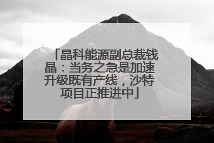 晶科能源副总裁钱晶：当务之急是加速升级既有产线，沙特项目正推进中