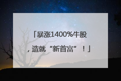 暴涨1400%牛股，造就“新首富”！