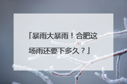 暴雨大暴雨！合肥这场雨还要下多久？