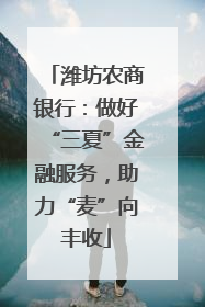 潍坊农商银行：做好“三夏”金融服务，助力“麦”向丰收