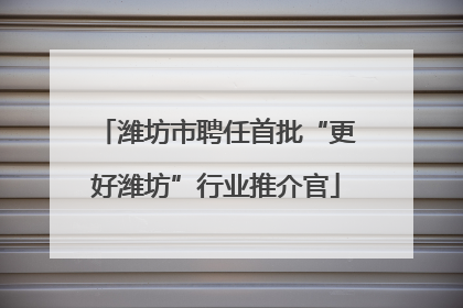 潍坊市聘任首批“更好潍坊”行业推介官