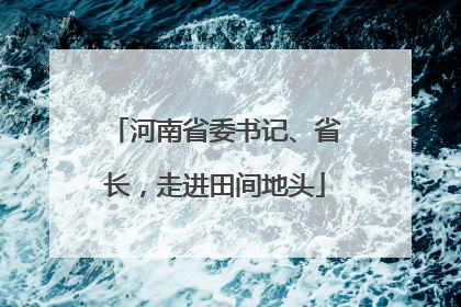 河南省委书记、省长，走进田间地头