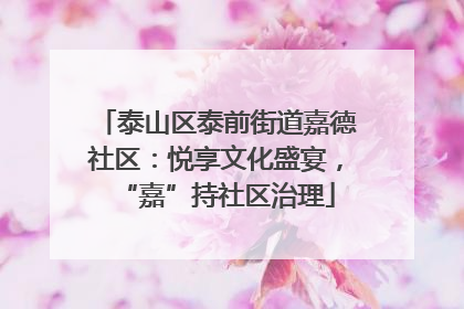泰山区泰前街道嘉德社区：悦享文化盛宴，“嘉”持社区治理