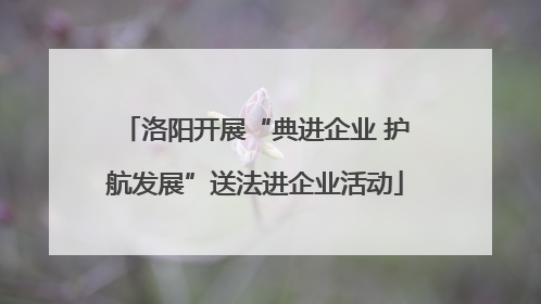 洛阳开展“典进企业 护航发展”送法进企业活动