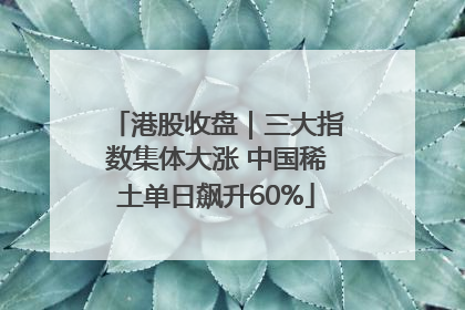 港股收盘｜三大指数集体大涨 中国稀土单日飙升60%