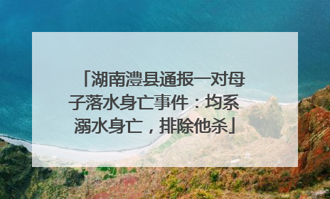 湖南澧县通报一对母子落水身亡事件：均系溺水身亡，排除他杀